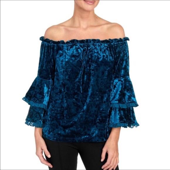 Velvet Ruffle Top - Picture 1 of 7